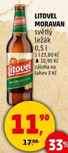 Penny Market LITOVEL MORAVAN světlý ležák, 0,5 l nabídka