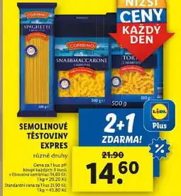 Lidl Semolinové těstoviny expres nabídka