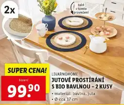 Lidl LIVARNOHOME Jutové prostírání s bio bavlnou - 2 kusy nabídka