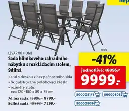 Lidl LIVARNO HOME Sada hliníkového zahradního nábytku s rozkládacím stolem, 9dílná nabídka