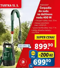 Lidl PARKSIDE Čerpadlo do sudu na dešťovou vodu 400 W nabídka