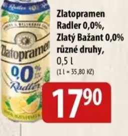 Bala Zlatopramen Radler 0,0%, Zlatý Bažant 0,0% nabídka