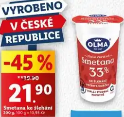 Lidl OLMA Smetana ke šlehání nabídka