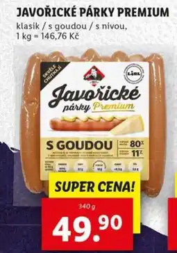 Lidl Javořické párky premium nabídka