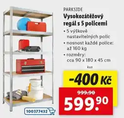 Lidl PARKSIDE Vysokozátěžový regál s 5 policemi nabídka