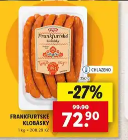 Lidl Frankfurtské klobásky nabídka