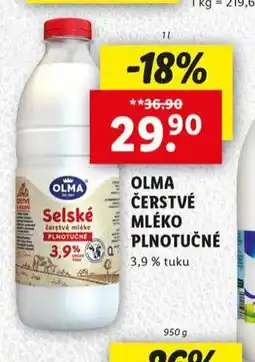 Lidl Olma selské čerstvé mléko plnotučné nabídka