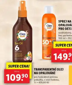 Lidl Cien transparentní olej na opalování nabídka