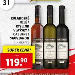 Lidl RULANDSKÉ BÍLÉ / RYZLINK VLAŠSKÝ / CABERNET SAUVIGNON nabídka