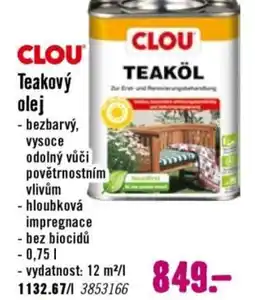 Hornbach CLOU Teakový olej nabídka