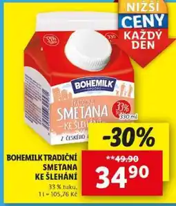Lidl Bohemilk TRADIČNÍ SMETANA KE ŠLEHÁNÍ nabídka