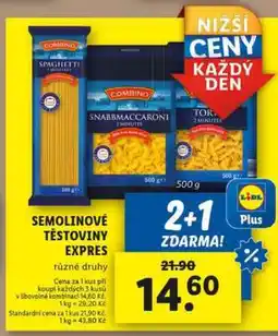 Lidl Semolinové těstoviny Expres nabídka