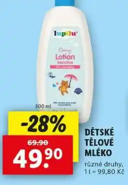 Lidl Dětské tělové mléko nabídka