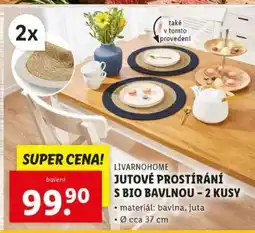 Lidl LIVARNOHOME Jutové prostírání s bio bavlnou – 2 kusy nabídka