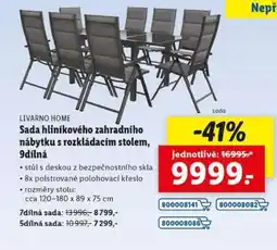 Lidl LIVARNO HOME Sada hliníkového zahradního nábytku s rozkládacím stolem, 9dílná nabídka