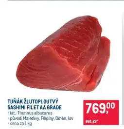 Makro Tuňák žlutoploutvý Sashimi filet AA grade nabídka