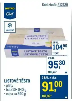 Makro Listové těsto nabídka