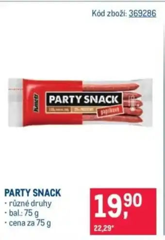 Makro Party snack nabídka