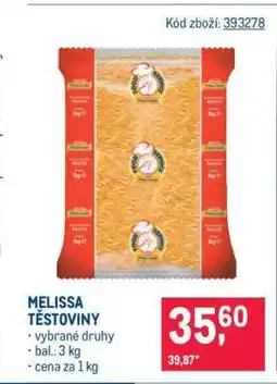 Makro Melissa těstoviny nabídka