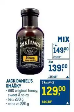 Makro JACK DANIEL'S OMÁČKY nabídka