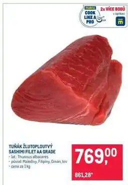 Makro Tuňák žlutoploutvý Sashimi filet AA grade nabídka