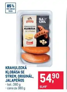 Makro KRAHULECKÁ KLOBÁSA SE SÝREM, ORIGINÁL, JALAPEÑOS nabídka