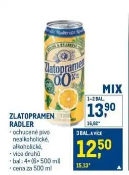 Makro Zlatopramen Radler nabídka