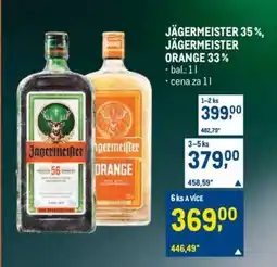 Makro JÄGERMEISTER 35 %, JÄGERMEISTER ORANGE 33 % nabídka