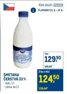 Makro SMETANA ČERSTVÁ 33 % nabídka