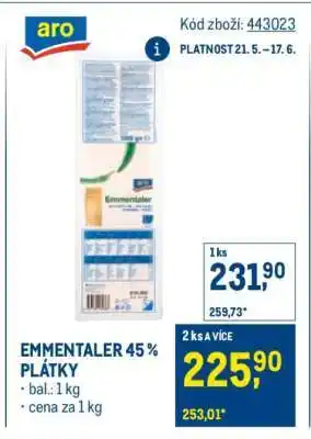 Makro EMMENTALER 45 % PLÁTKY nabídka