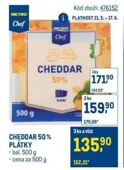Makro CHEDDAR 50 % PLÁTKY nabídka