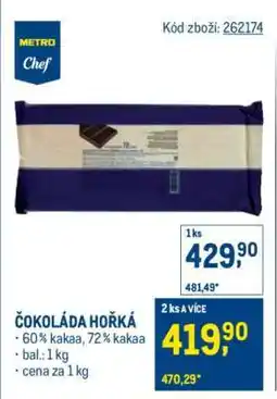 Makro Čokoláda hořká nabídka