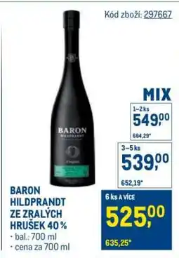 Makro BARON HILDEPRANDT ZE ZRALÝCH HRUŠEK 40 % nabídka