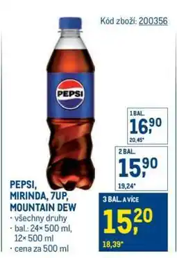 Makro Pepsi Mirinda 7UP, Mountain Dew nabídka