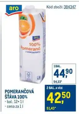 Makro Pomerančová šťáva 100% nabídka