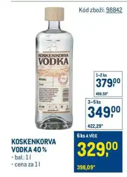 Makro Koskenkorva Vodka 40 % nabídka