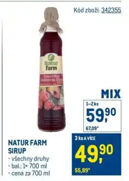 Makro Natur Farm sirup nabídka