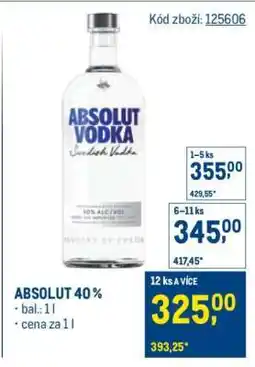 Makro Absolut Vodka nabídka