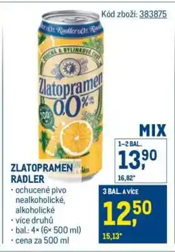 Makro Zlatopramen Radler nabídka
