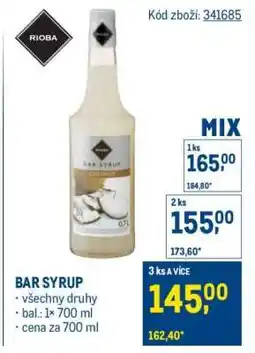 Makro Bar syrup nabídka