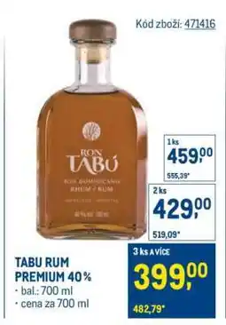Makro TABU RUM PREMIUM 40 % nabídka