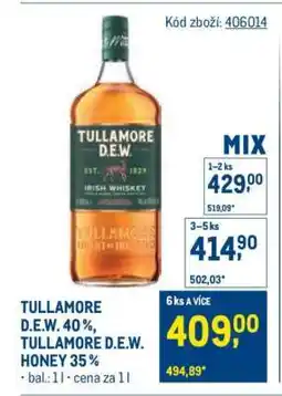 Makro TULLAMORE D.E.W. 40%, TULLAMORE D.E.W. HONEY 35% nabídka