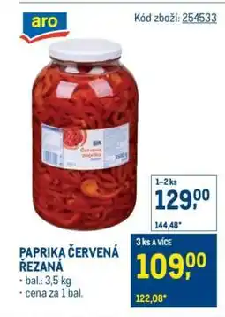 Makro Paprika červená řezaná nabídka