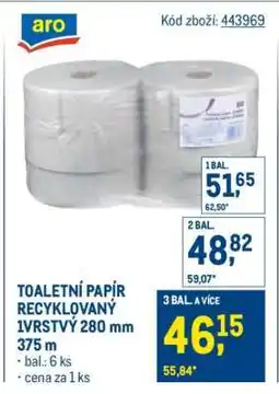 Makro TOALETNÍ PAPÍR RECYKLOVANÝ 1VRSTVÝ 280 mm nabídka