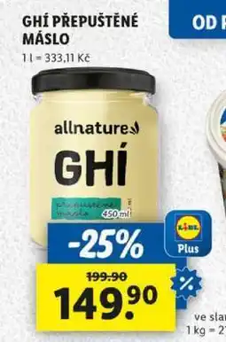 Lidl Ghí přepuštěné máslo nabídka