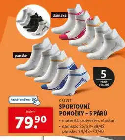 Lidl CRIVIT SPORTOVNÍ PONOŽKY - 5 PÁRŮ nabídka