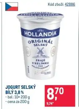 Makro HOLLANDIA Jogurt selský bílý 3,8% nabídka
