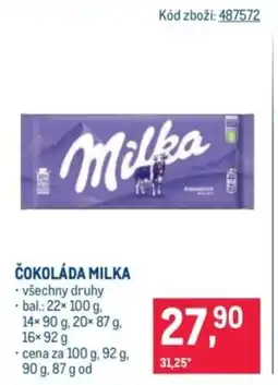 Makro Čokoláda milka nabídka