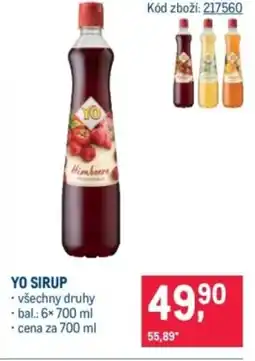 Makro YO Sirup nabídka