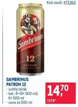 Makro GAMBRINUS PATRON 12 nabídka